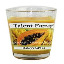 Vela perfumada de soya de mango y papaya en vidrio